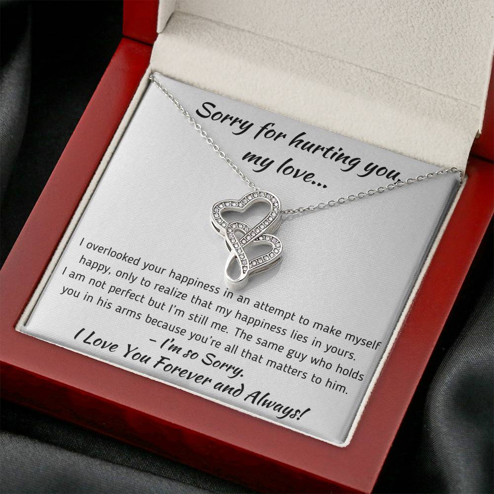 TO MY LOVE "HAPPINESS" APOLOGY GIFT SET DOUBLE HEARTS NECKLACE GIFT SET - ON CLOUD NINE GIFTS