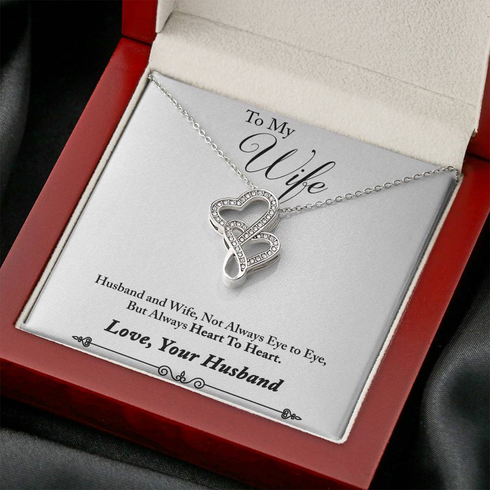 TO MY WIFE "HEART TO HEART - SO" DOUBLE HEARTS NECKLACE GIFT SET - ON CLOUD NINE GIFTS