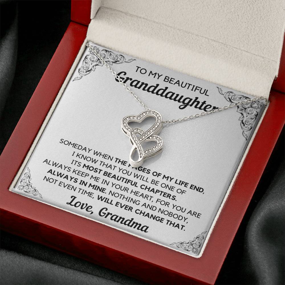 TO MY BEAUTIFUL GRANDDAUGHTER FROM GRANDMA CHAPTERS DOUBLE HEARTS NECKLACE GIFT SET - ON CLOUD NINE GIFTS