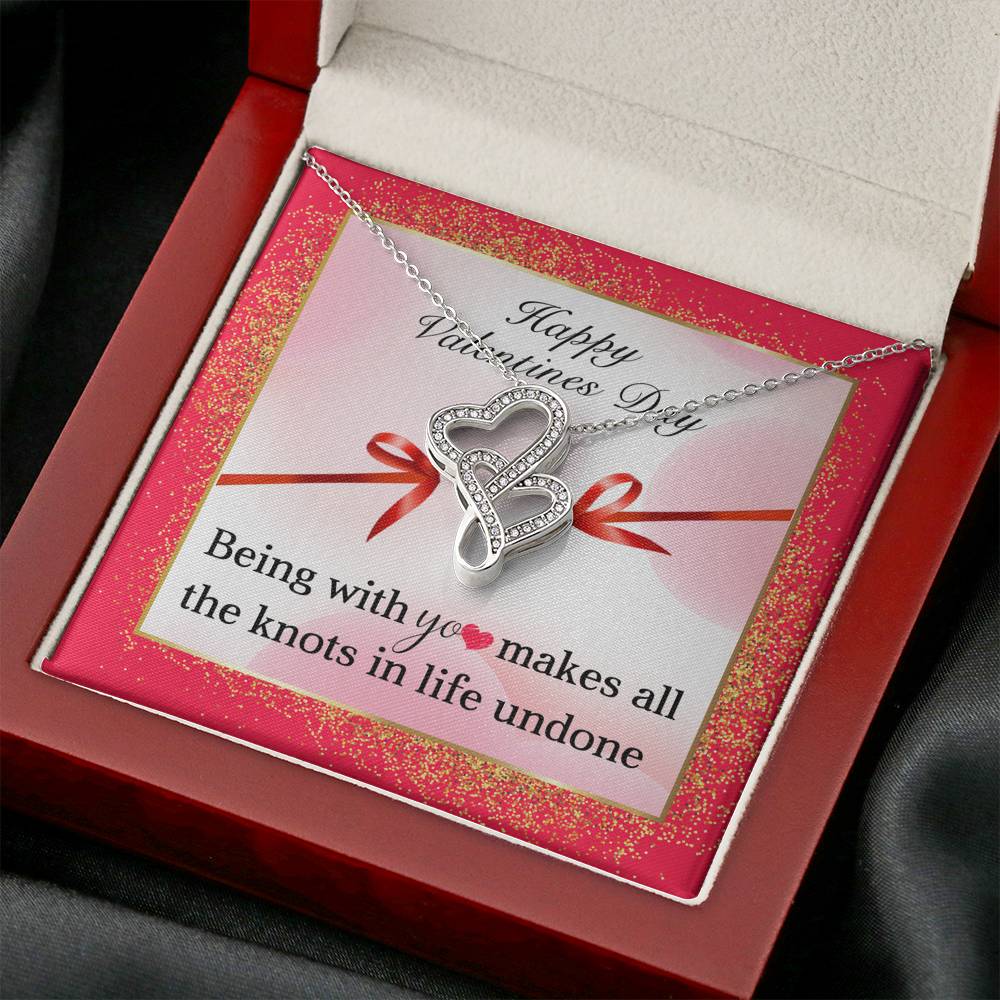 TO MY LOVE "KNOTS" DOUBLE HEARTS NECKLACE VALENTINES DAY GIFT SET - ON CLOUD NINE GIFTS