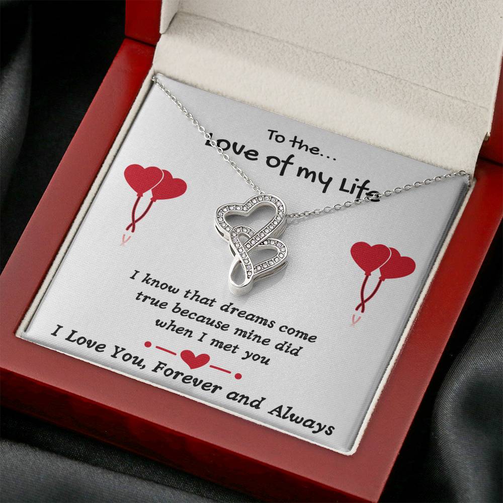 TO THE LOVE OF MY LIFE DOUBLE HEARTS NECKLACE GIFT SET - ON CLOUD NINE GIFTS