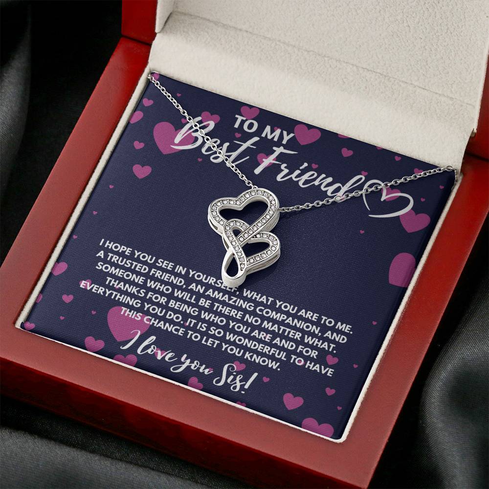 TO MY BEST FRIEND DOUBLE HEARTS NECKLACE GIFT SET - ON CLOUD NINE GIFTS