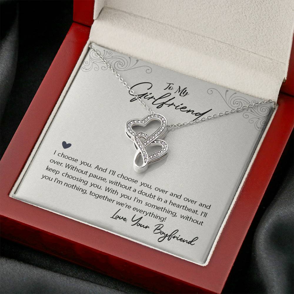 TO MY GIRLFRIEND "WE'RE EVERYTHING" DOUBLE HEARTS NECKLACE GIFT SET - ON CLOUD NINE GIFTS
