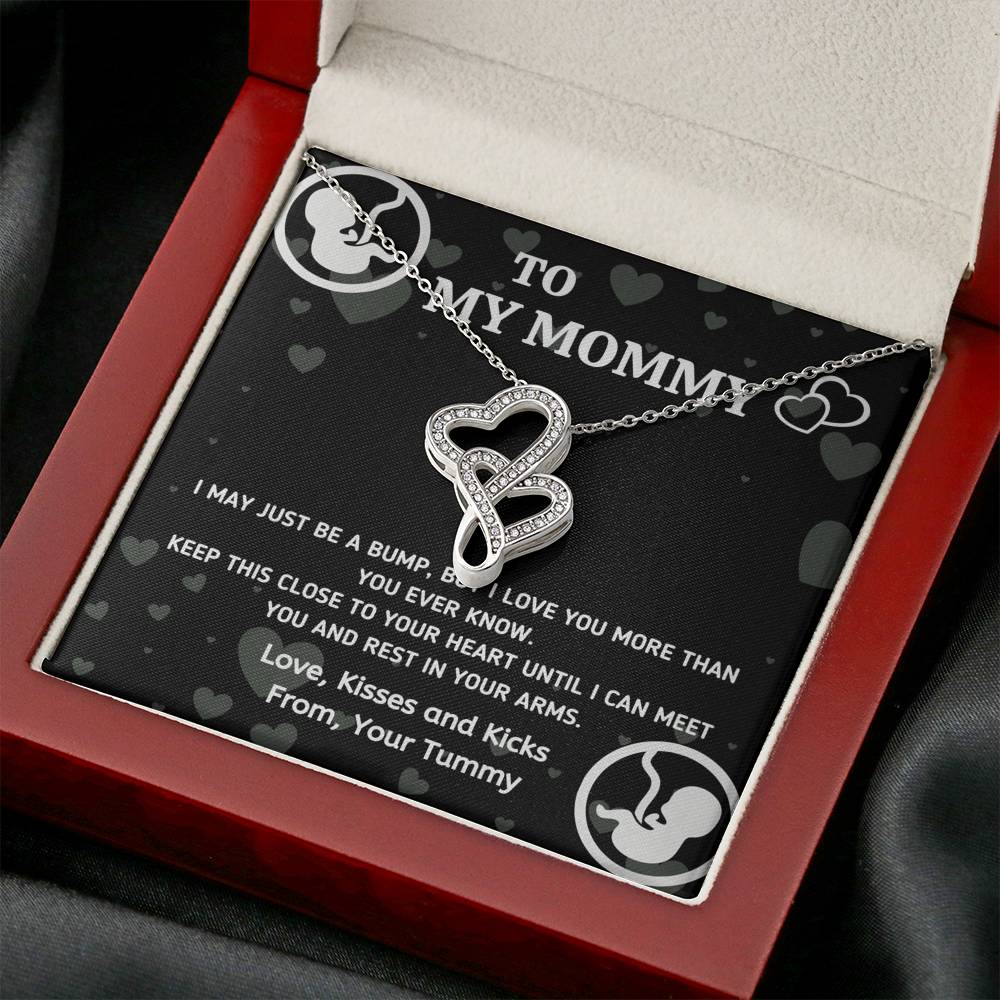 TO MY MOMMY "BABY IN TUMMY" DOUBLE HEARTS NECKLACE GIFT SET - ON CLOUD NINE GIFTS