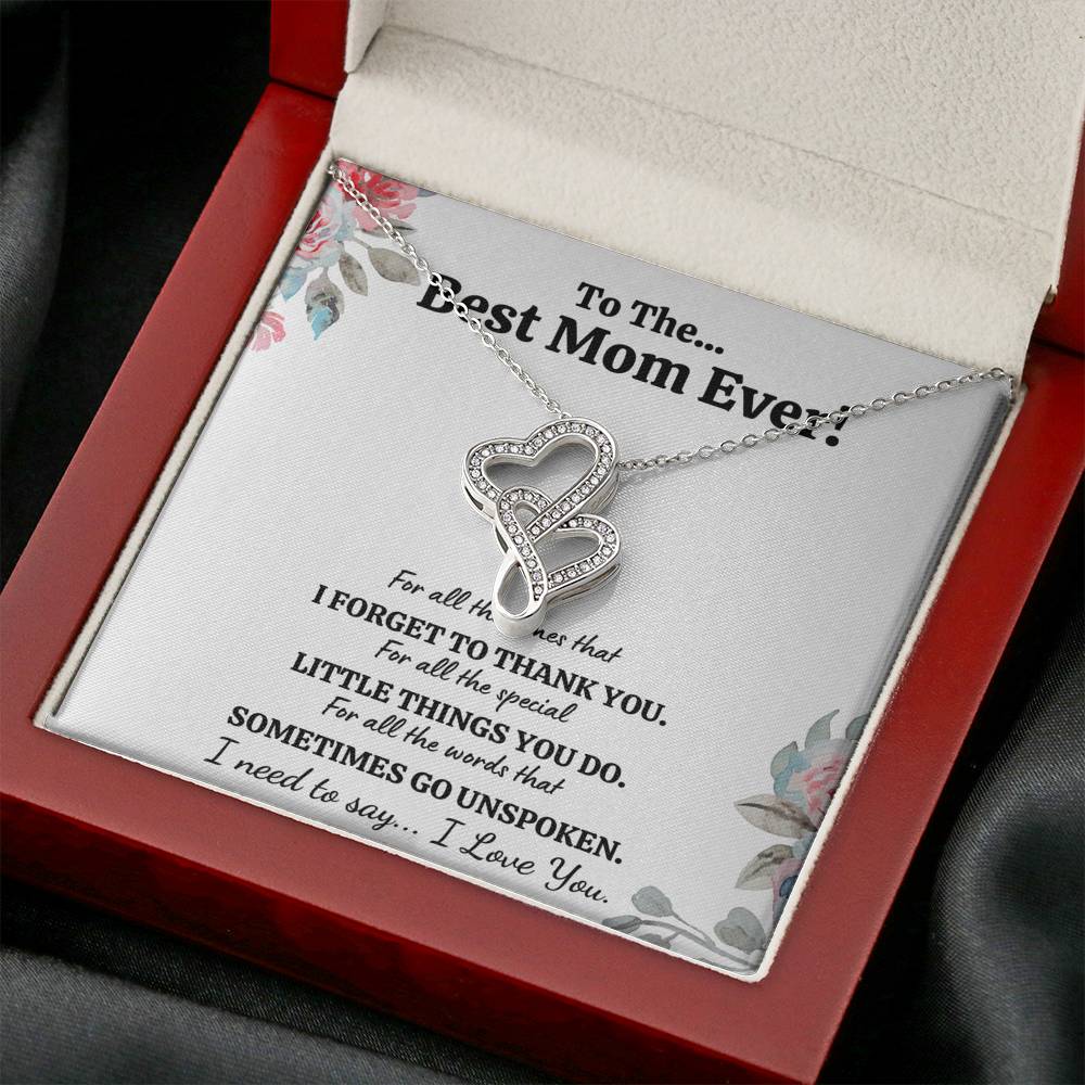 TO THE BEST MOM EVER "FOR ALL" DOUBLE HEARTS NECKLACE GIFT SET - ON CLOUD NINE GIFTS