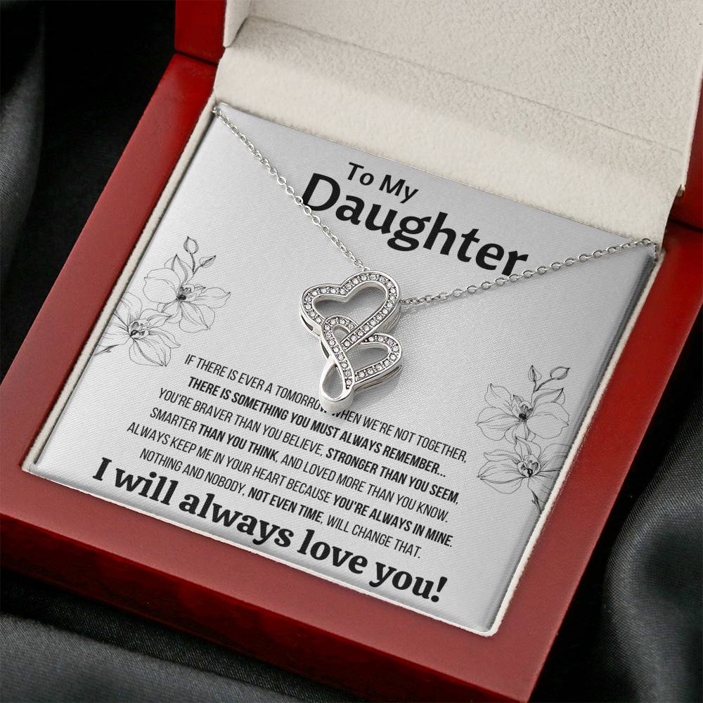 TO MY DAUGHTER "NOT EVEN TIME" DOUBLE HEARTS NECKLACE GIFT SET - ON CLOUD NINE GIFTS