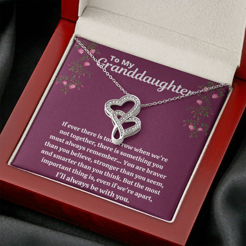 TO MY GRANDDAUGHTER "STRONGER THAN YOU SEEM - PURPLE" DOUBLE HEARTS NECKLACE GIFT SET - ON CLOUD NINE GIFTS