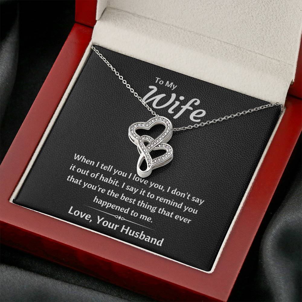 TO MY WIFE "OUT OF HABIT" DOUBLE HEARTS NECKLACE GIFT SET - ON CLOUD NINE GIFTS