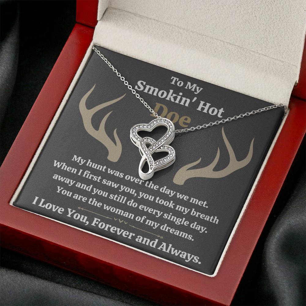 TO MY SMOKIN HOT DOE "DREAMS - DARK" DOUBLE HEARTS NECKLACE GIFT SET - ON CLOUD NINE GIFTS