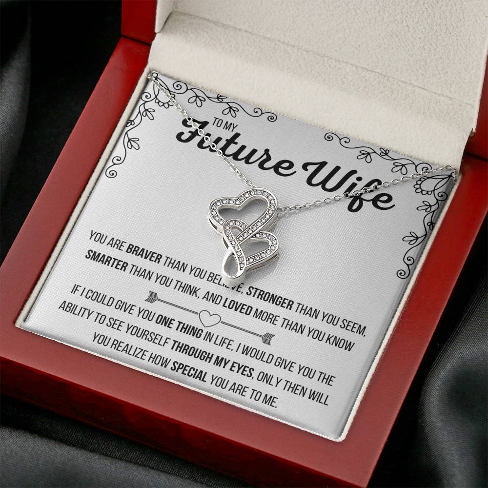TO MY FUTURE WIFE "LOVED MORE THAN YOU KNOW" DOUBLE HEARTS NECKLACE GIFT SET - ON CLOUD NINE GIFTS