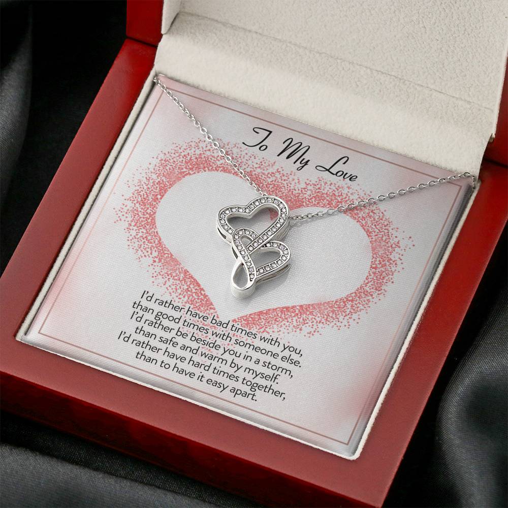 TO MY LOVE "I'D RATHER" DOUBLE HEARTS NECKLACE GIFT SET - ON CLOUD NINE GIFTS