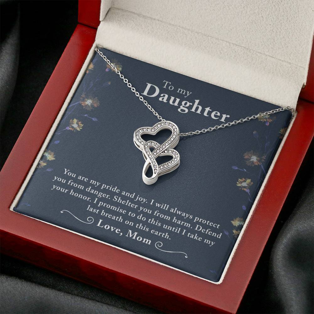 TO MY DAUGHTER "LAST BREATH" DOUBLE HEARTS NECKLACE GIFT SET - ON CLOUD NINE GIFTS