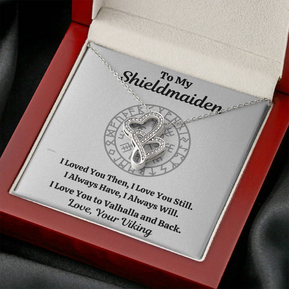 TO MY SHIELDMAIDEN "ALWAYS WILL" DOUBLE HEARTS NECKLACE GIFT SET - ON CLOUD NINE GIFTS