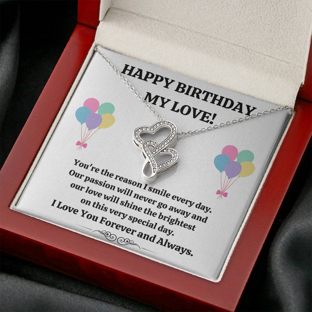 TO MY LOVE "REASON I SMILE" DOUBLE HEARTS NECKLACE GIFT SET - ON CLOUD NINE GIFTS