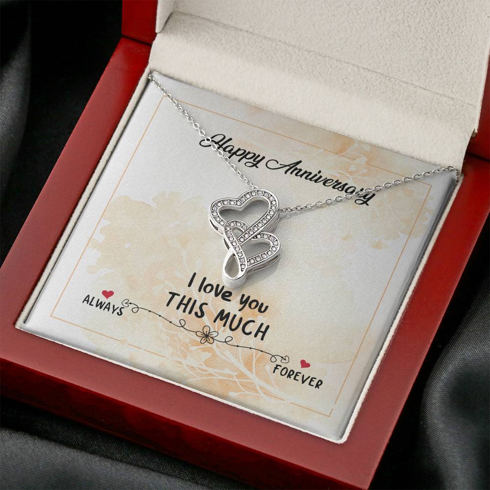 HAPPY ANNIVERSARY "THIS MUCH" DOUBLE HEARTS NECKLACE GIFT SET - ON CLOUD NINE GIFTS