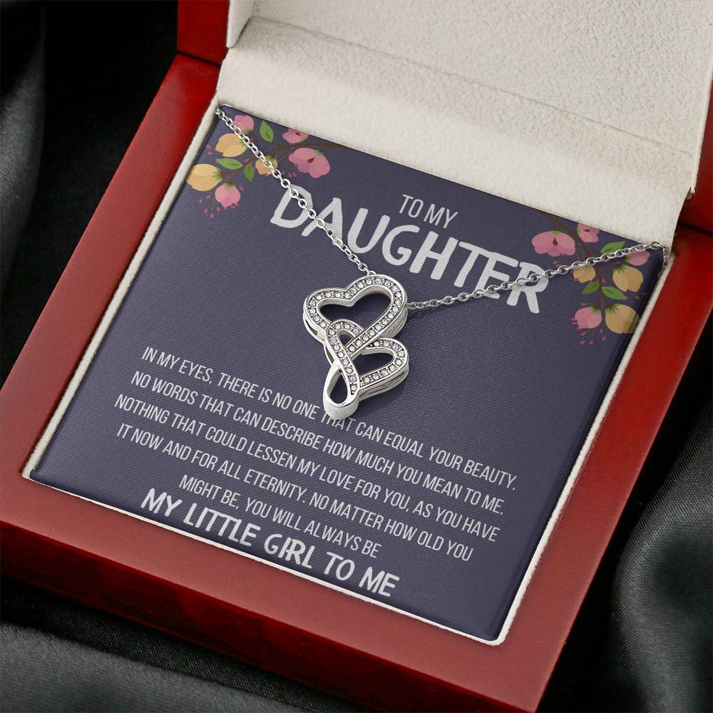 TO MY DAUGHTER "MY LITTLE GIRL TO ME" DOUBLE HEARTS NECKLACE GIFT SET - ON CLOUD NINE GIFTS