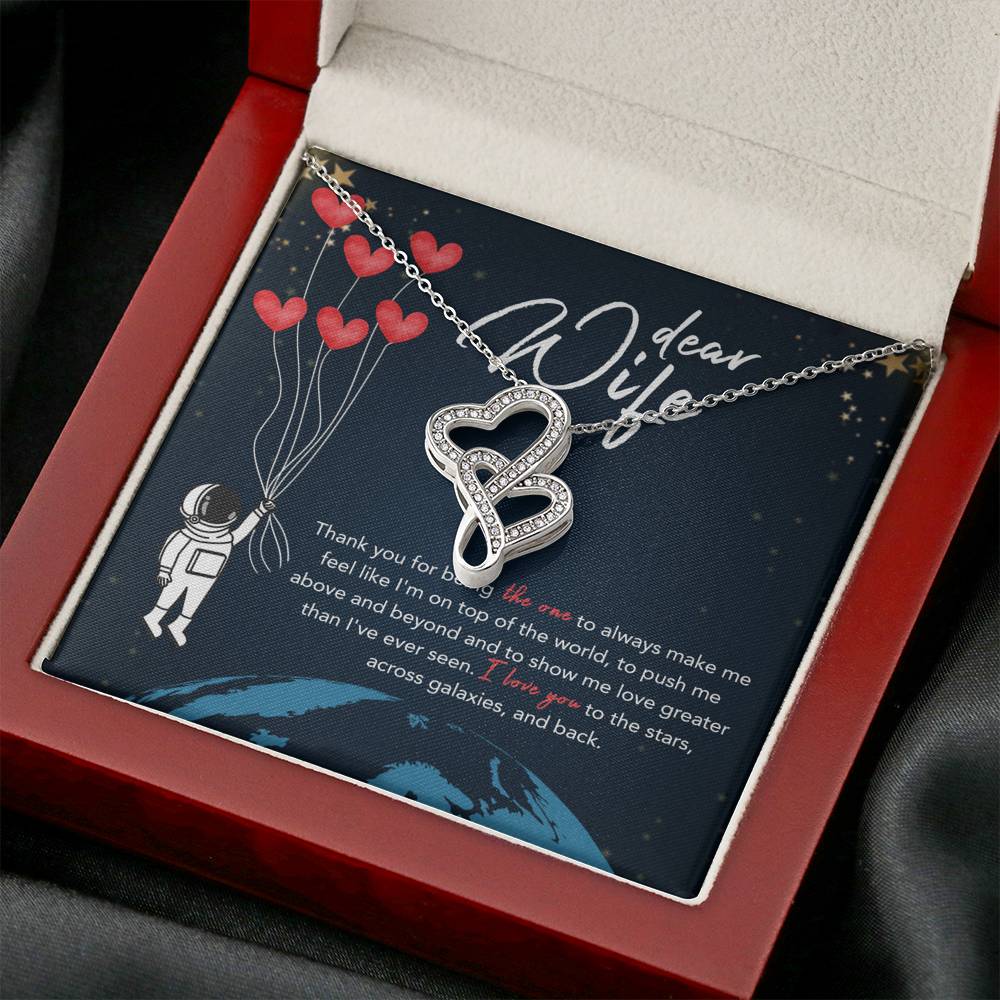 DEAR WIFE "STARS" DOUBLE HEARTS NECKLACE GIFT SET - ON CLOUD NINE GIFTS