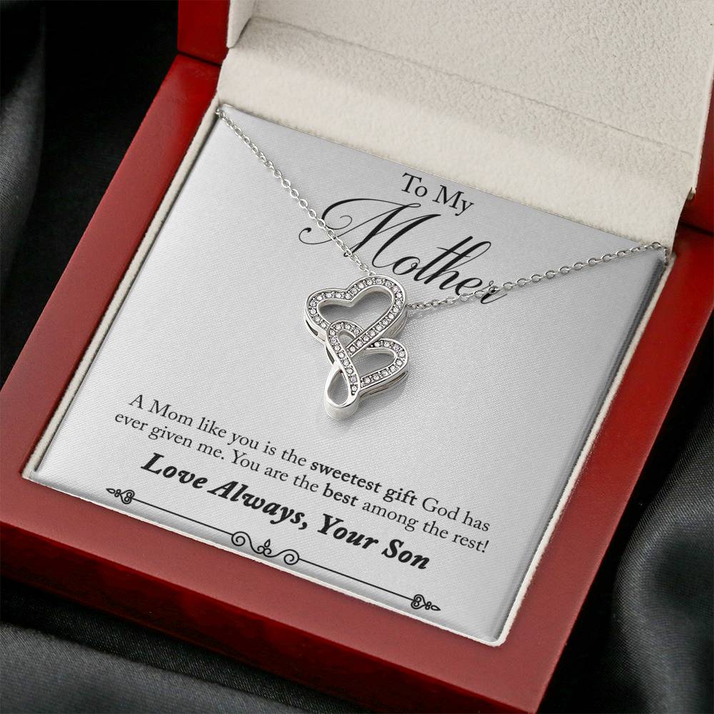 TO MY MOTHER "AMONG THE REST - SO" DOUBLE HEARTS NECKLACE GIFT SET - ON CLOUD NINE GIFTS