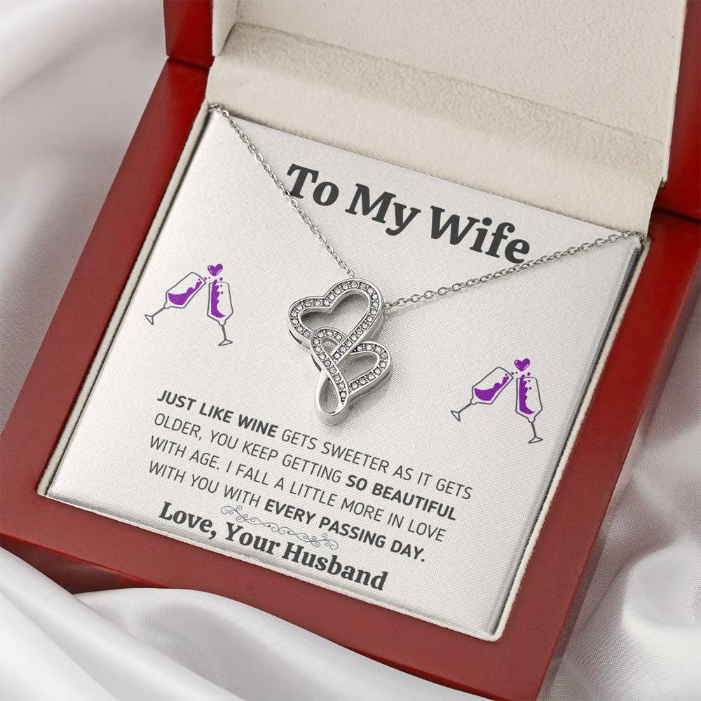 TO MY WIFE NECKLACE GIFT SET - JUST LIKE WINE - ON CLOUD NINE GIFTS