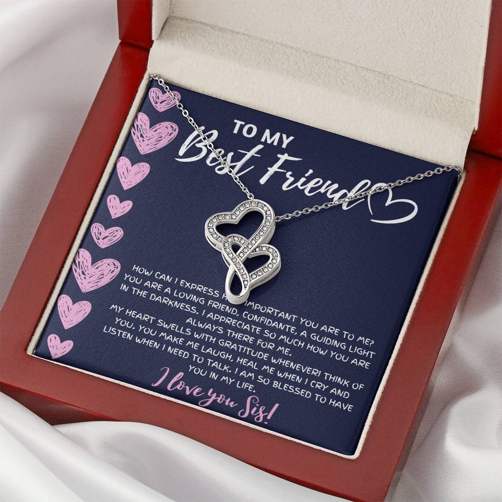 TO MY BEST FRIEND "BLESSED TO HAVE YOU IN MY LIFE" DOUBLE HEARTS NECKLACE GIFT SET - ON CLOUD NINE GIFTS