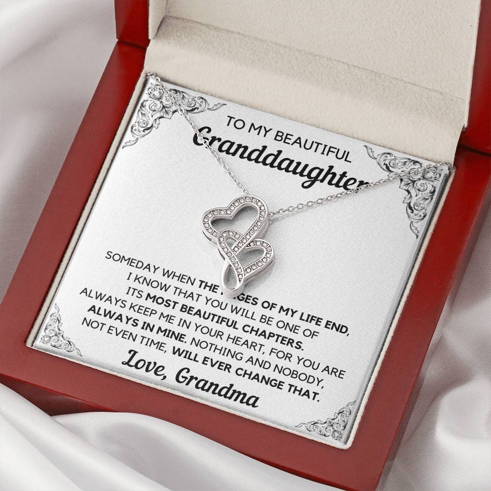 TO MY BEAUTIFUL GRANDDAUGHTER FROM GRANDMA CHAPTERS DOUBLE HEARTS NECKLACE GIFT SET - ON CLOUD NINE GIFTS