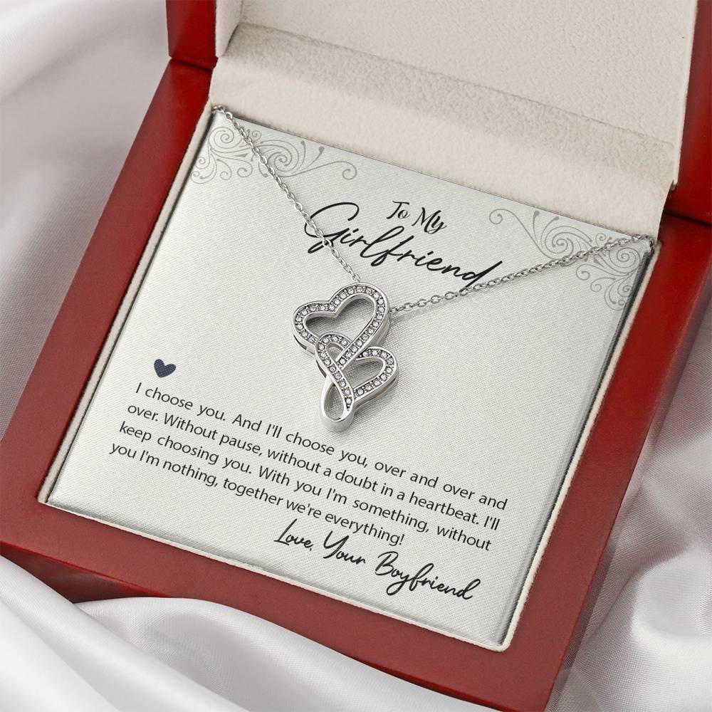 TO MY GIRLFRIEND "WE'RE EVERYTHING" DOUBLE HEARTS NECKLACE GIFT SET - ON CLOUD NINE GIFTS