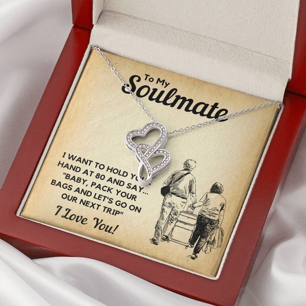 TO MY SOULMATE BAGS DOUBLE HEARTS NECKLACE GIFT SET - ON CLOUD NINE GIFTS