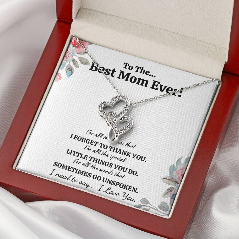 TO THE BEST MOM EVER "FOR ALL" DOUBLE HEARTS NECKLACE GIFT SET - ON CLOUD NINE GIFTS