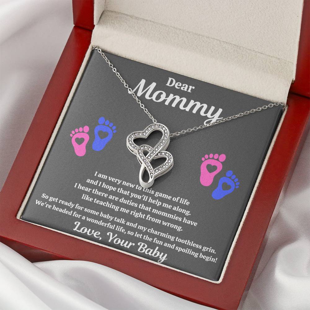 DEAR MOMMY "SPOILING HEART-FEET" DOUBLE HEARTS NECKLACE GIFT SET - ON CLOUD NINE GIFTS