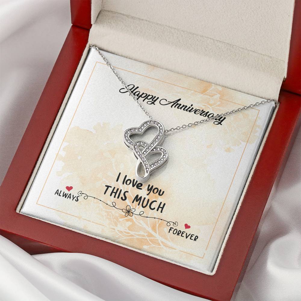 HAPPY ANNIVERSARY "THIS MUCH" DOUBLE HEARTS NECKLACE GIFT SET - ON CLOUD NINE GIFTS