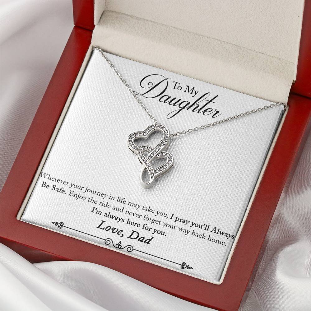 TO MY DAUGHTER "ENJOY THE RIDE" DOUBLE HEARTS NECKLACE GIFT SET - ON CLOUD NINE GIFTS