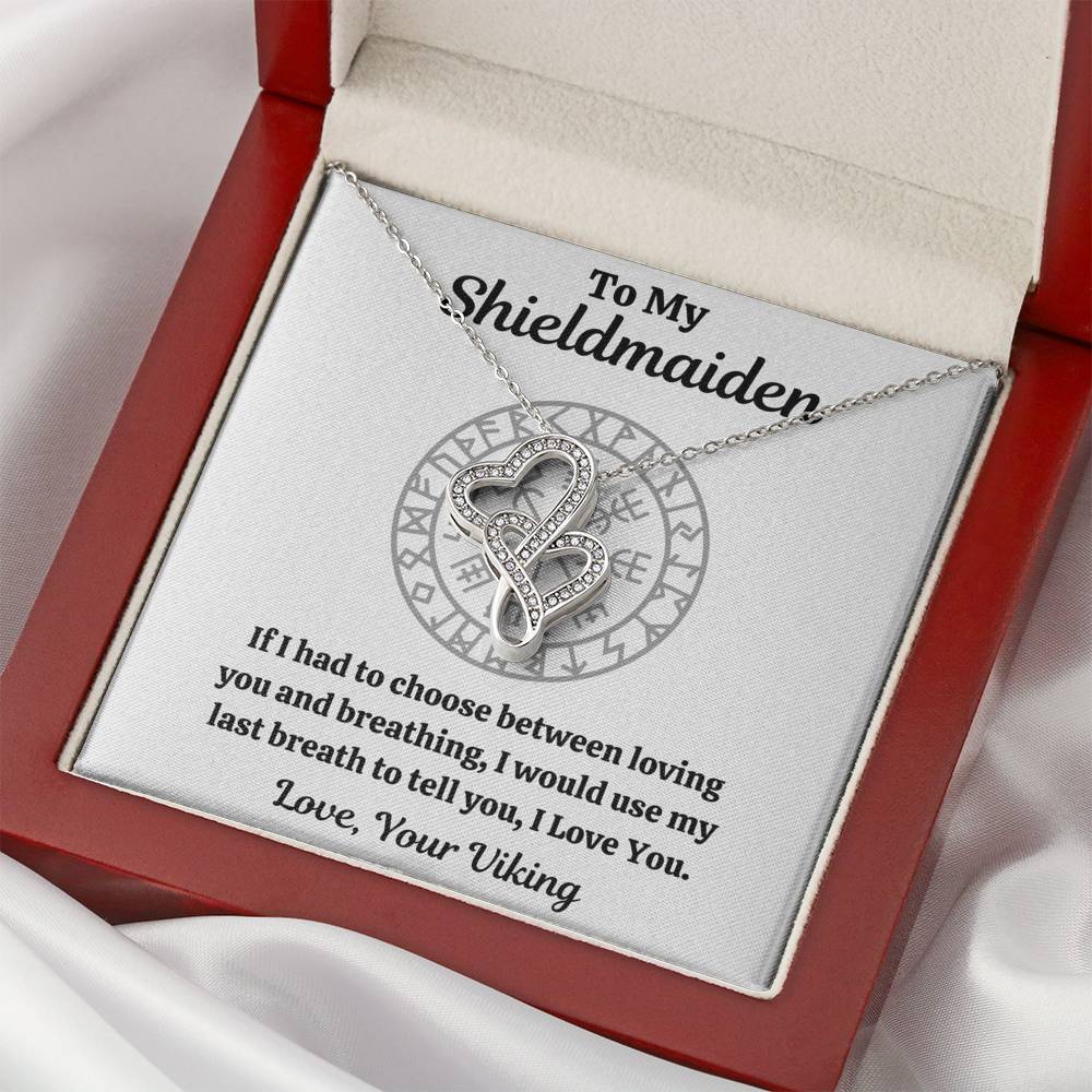 TO MY SHIELDMAIDEN "BREATHING" DOUBLE HEARTS NECKLACE GIFT SET - ON CLOUD NINE GIFTS