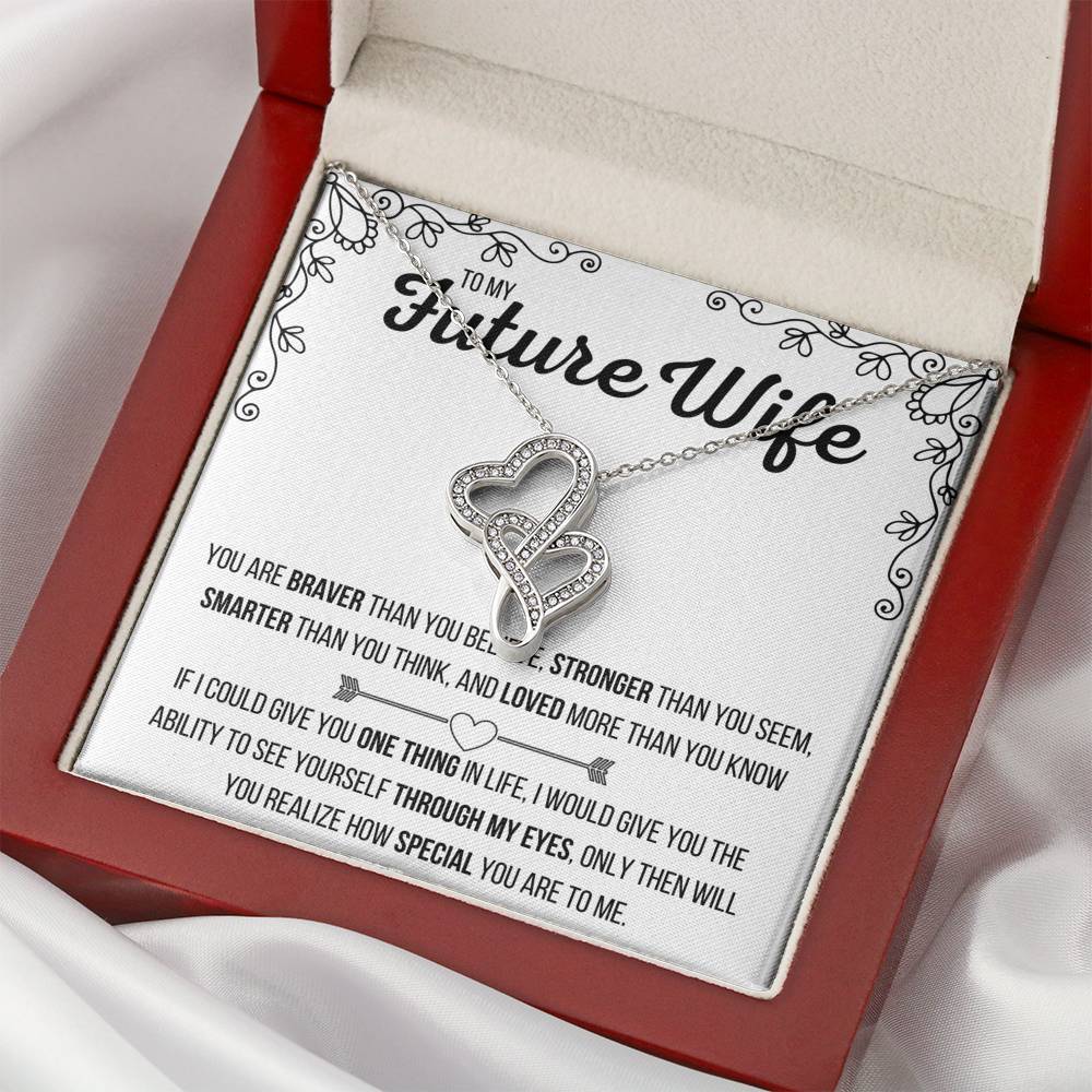 TO MY FUTURE WIFE "LOVED MORE THAN YOU KNOW" DOUBLE HEARTS NECKLACE GIFT SET - ON CLOUD NINE GIFTS