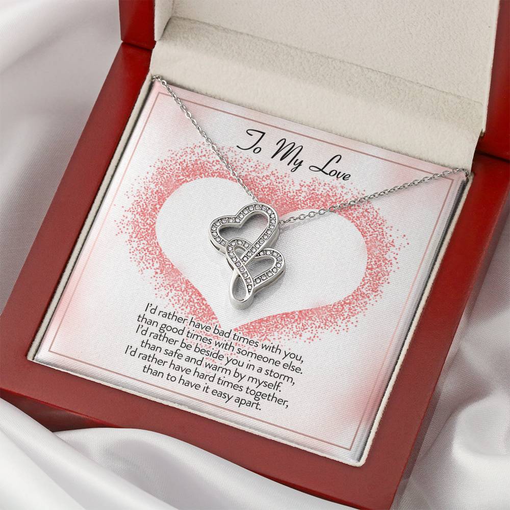 TO MY LOVE "I'D RATHER" DOUBLE HEARTS NECKLACE GIFT SET - ON CLOUD NINE GIFTS