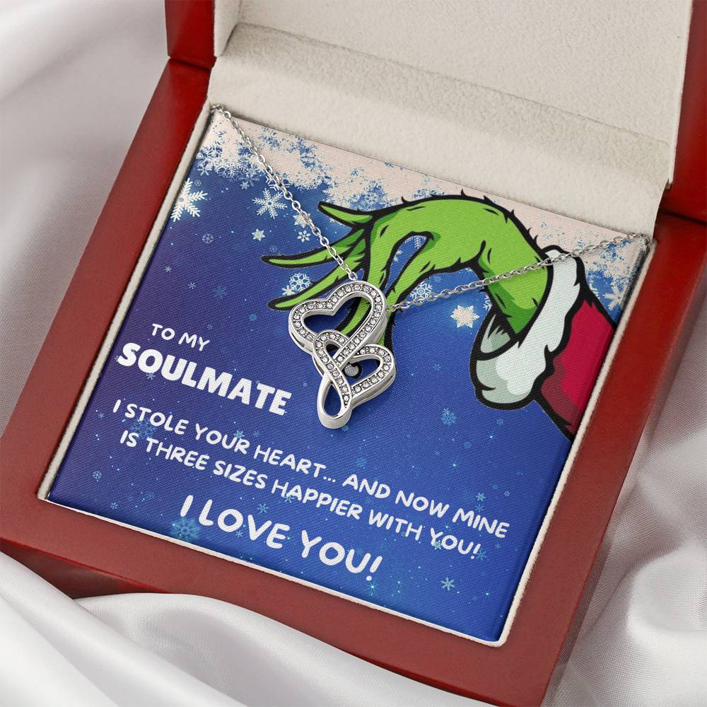 TO MY SOULMATE "THREE SIZES HAPPIER" DOUBLE HEARTS NECKLACE GIFT SET - ON CLOUD NINE GIFTS