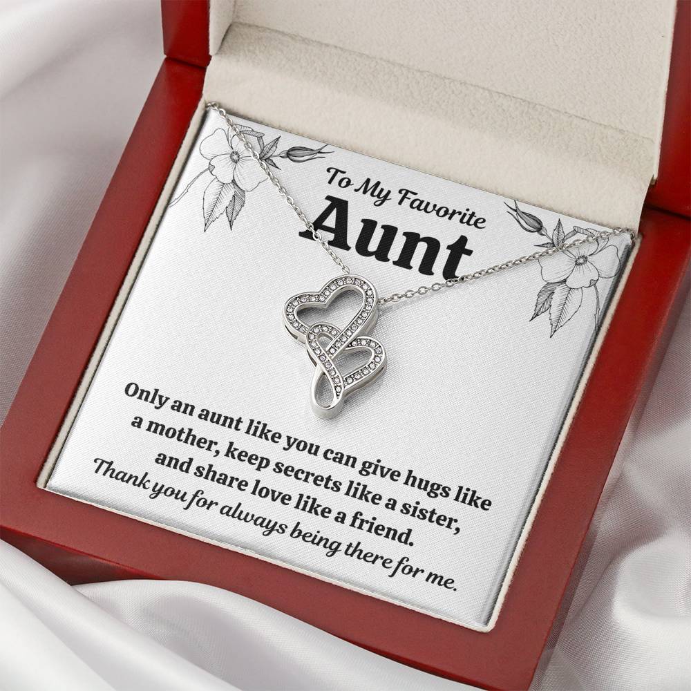 TO MY FAV AUNT "LIKE" DOUBLE HEARTS NECKLACE GIFT SET - ON CLOUD NINE GIFTS