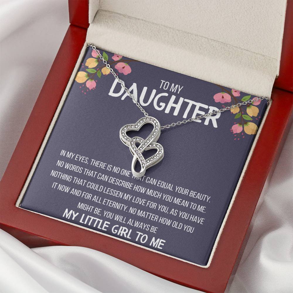 TO MY DAUGHTER "MY LITTLE GIRL TO ME" DOUBLE HEARTS NECKLACE GIFT SET - ON CLOUD NINE GIFTS