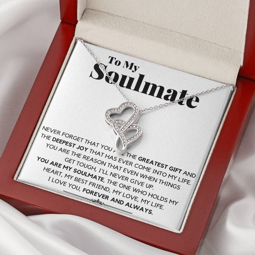 TO MY SOULMATE DEEPEST JOY DOUBLE HEART NECKLACE GIFT SET - ON CLOUD NINE GIFTS