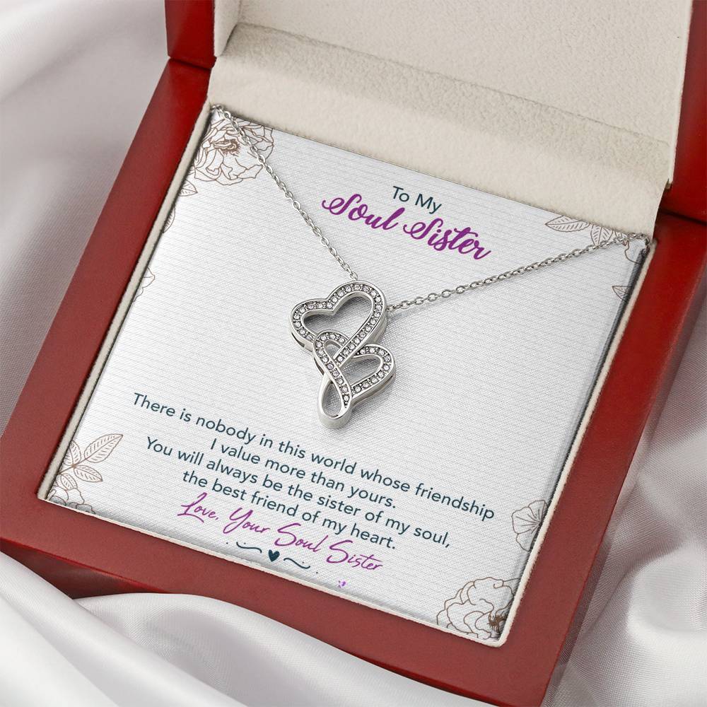 TO MY SOUL SISTER "THIS WORLD - SO" DOUBLE HEARTS NECKLACE GIFT SET - ON CLOUD NINE GIFTS