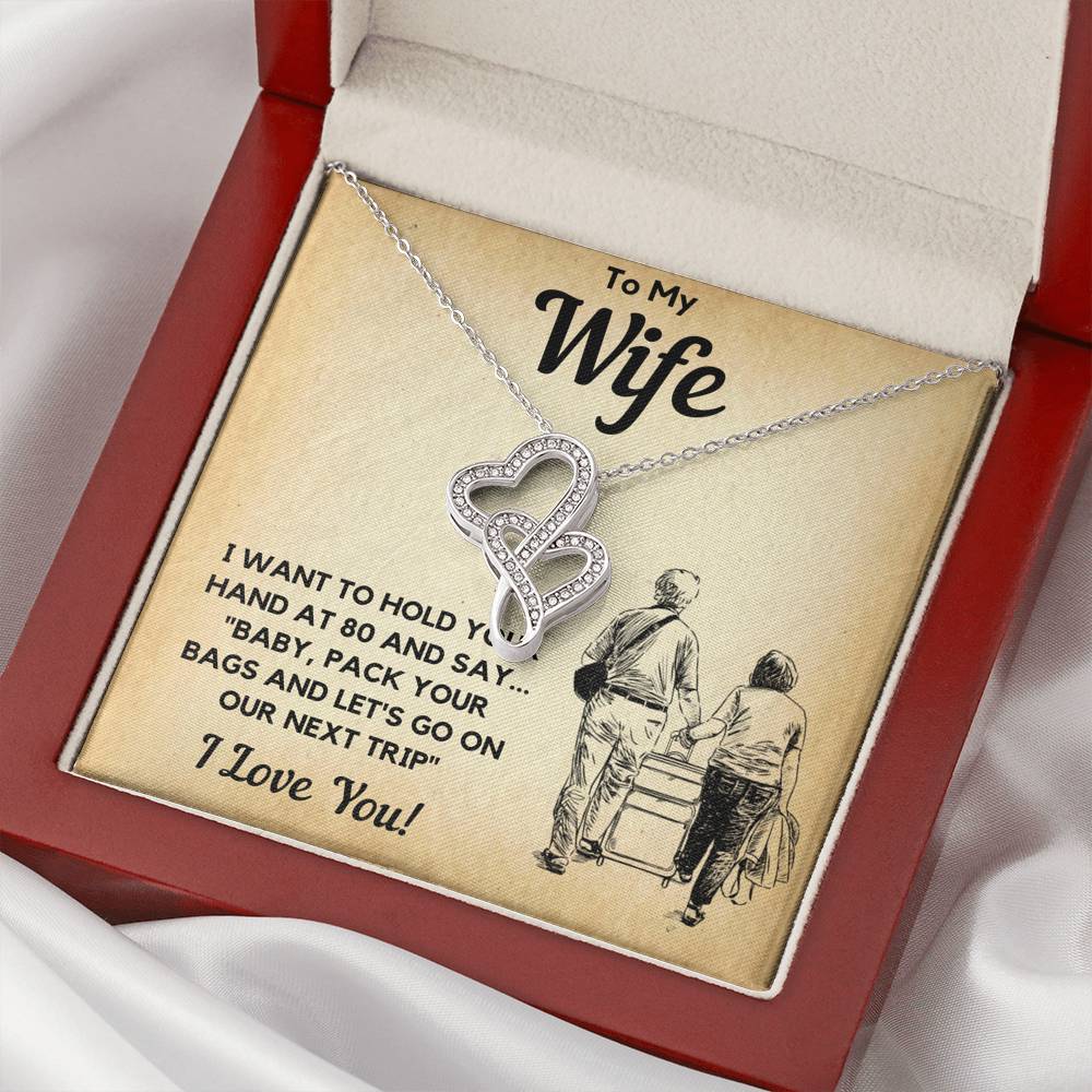 TO MY WIFE BAGS DOUBLE HEARTS NECKLACE GIFT SET - ON CLOUD NINE GIFTS