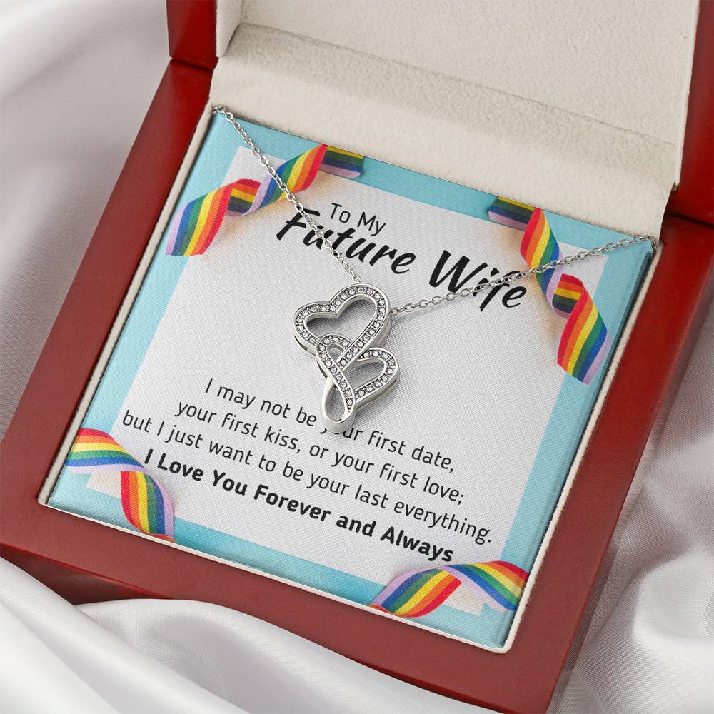 TO MY FUTURE WIFE LGBT DOUBLE HEARTS NECKLACE GIFT SET - ON CLOUD NINE GIFTS
