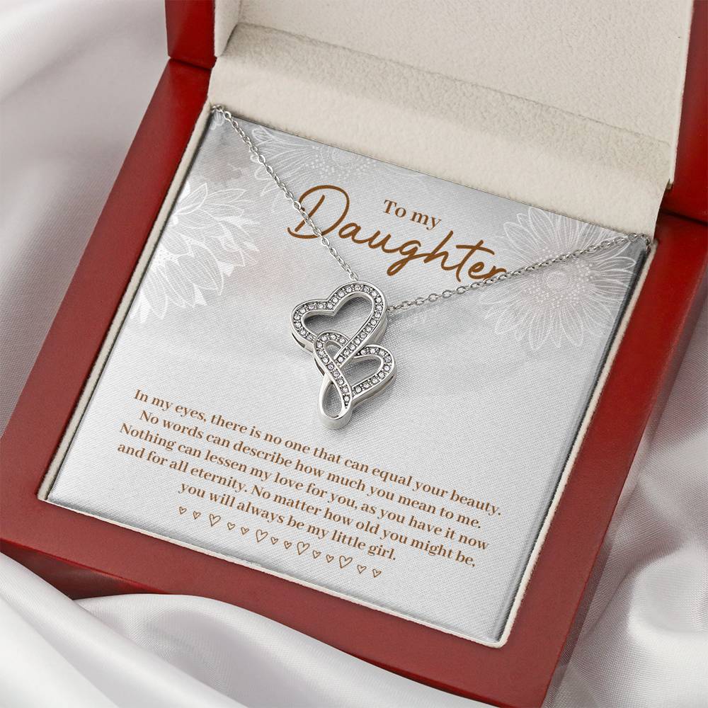 TO MY DAUGHTER "EQUAL YOUR BEAUTY" DOUBLE HEARTS NECKLACE GIFT SET - ON CLOUD NINE GIFTS