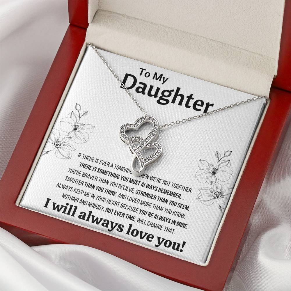 TO MY DAUGHTER "NOT EVEN TIME" DOUBLE HEARTS NECKLACE GIFT SET - ON CLOUD NINE GIFTS