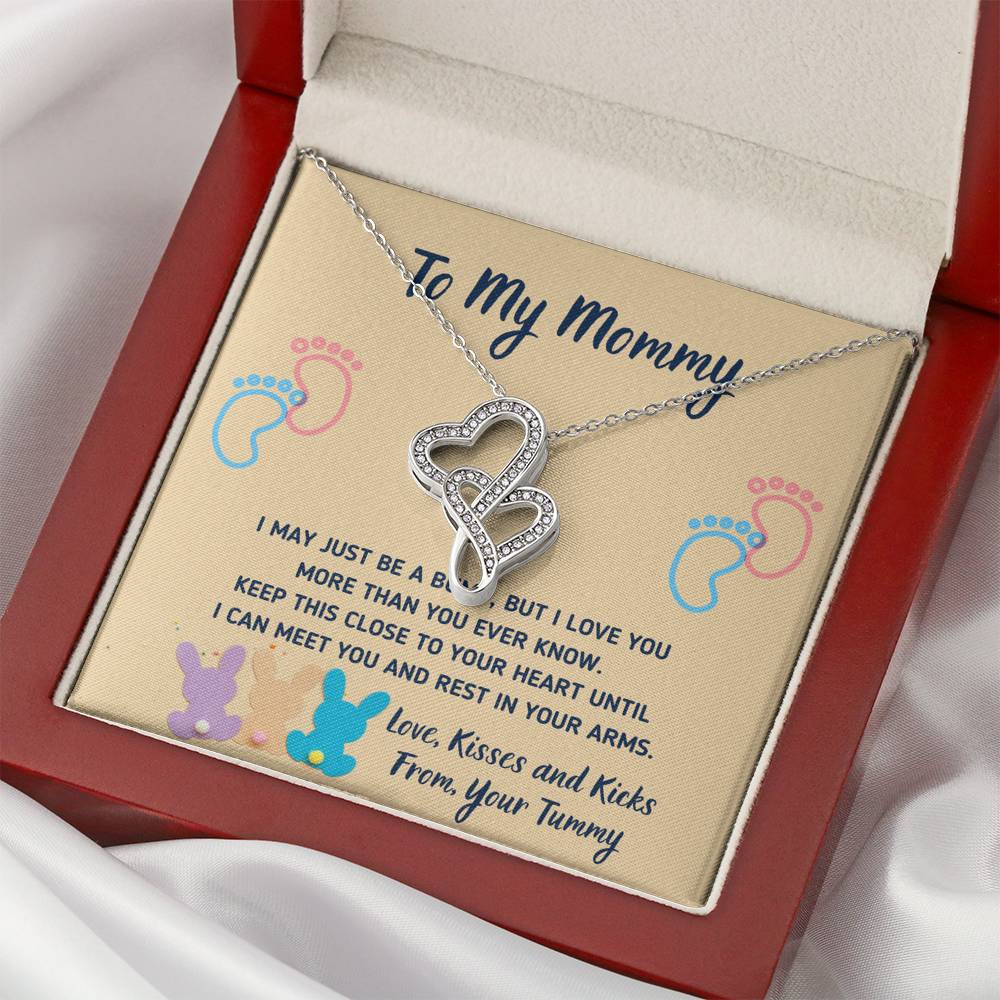 TO MY MOMMY "CUTE BUNNIES" DOUBLE HEARTS NECKLACE GIFT SET - ON CLOUD NINE GIFTS