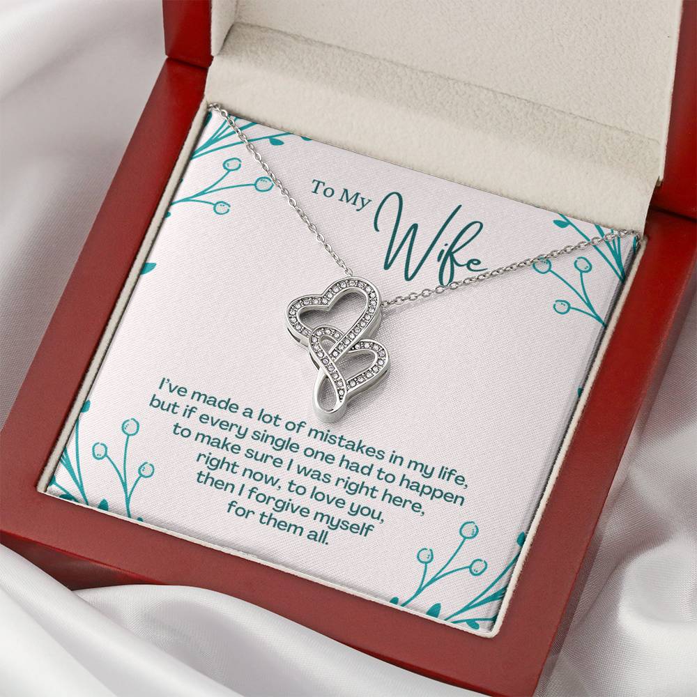 TO MY WIFE "MISTAKES - SO" DOUBLE HEARTS NECKLACE GIFT SET - ON CLOUD NINE GIFTS