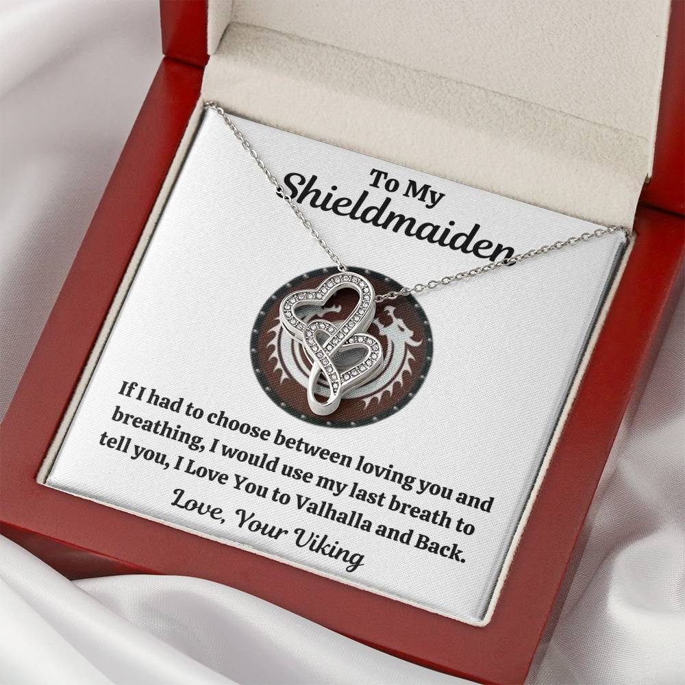 TO MY SHIELDMAIDEN "BREATHING - RED" DOUBLE HEARTS NECKLACE GIFT SET - ON CLOUD NINE GIFTS