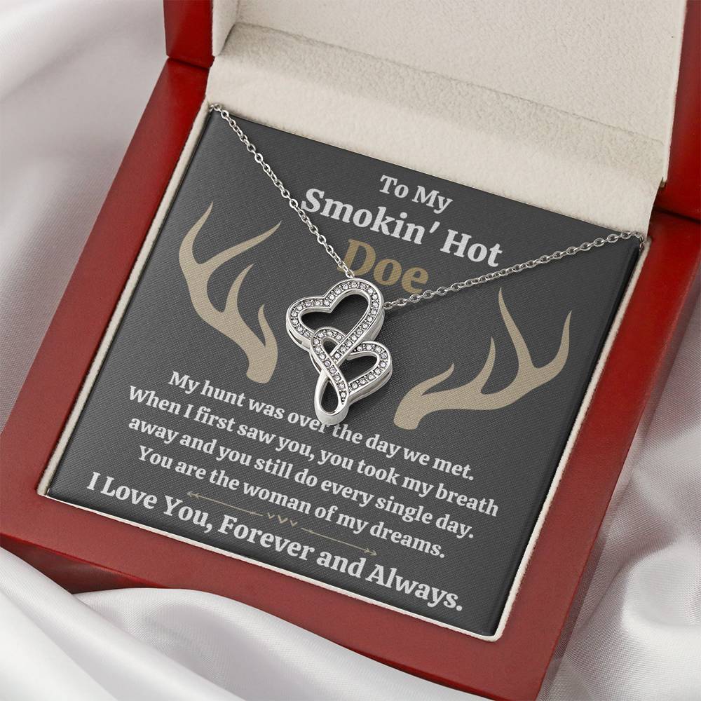 TO MY SMOKIN HOT DOE "DREAMS - DARK" DOUBLE HEARTS NECKLACE GIFT SET - ON CLOUD NINE GIFTS