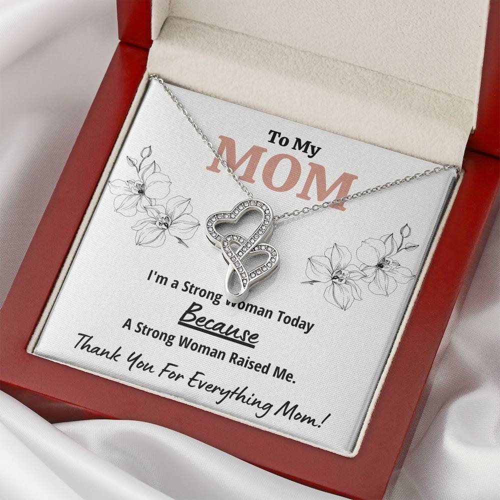 TO MY MOM "STRONG WOMAN" DOUBLE HEARTS NECKLACE GIFT SET - ON CLOUD NINE GIFTS