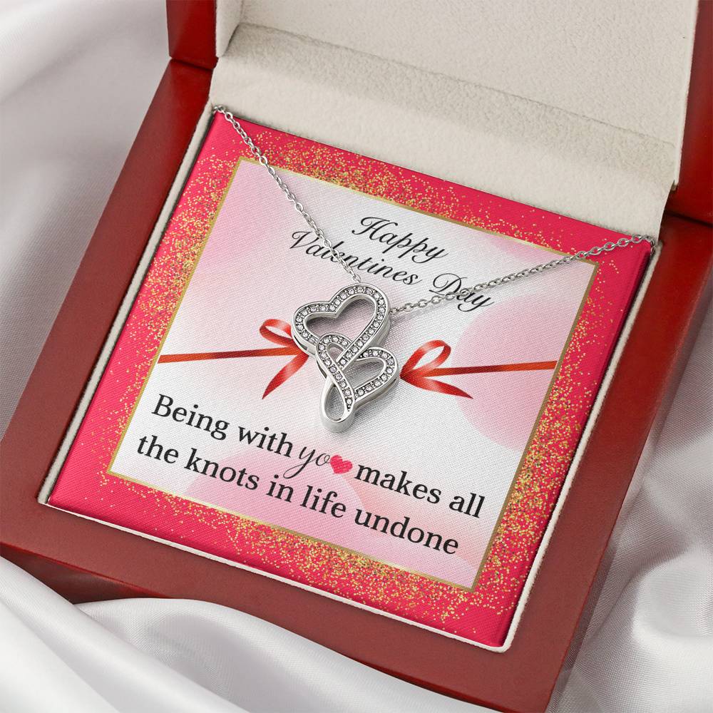 TO MY LOVE "KNOTS" DOUBLE HEARTS NECKLACE VALENTINES DAY GIFT SET - ON CLOUD NINE GIFTS