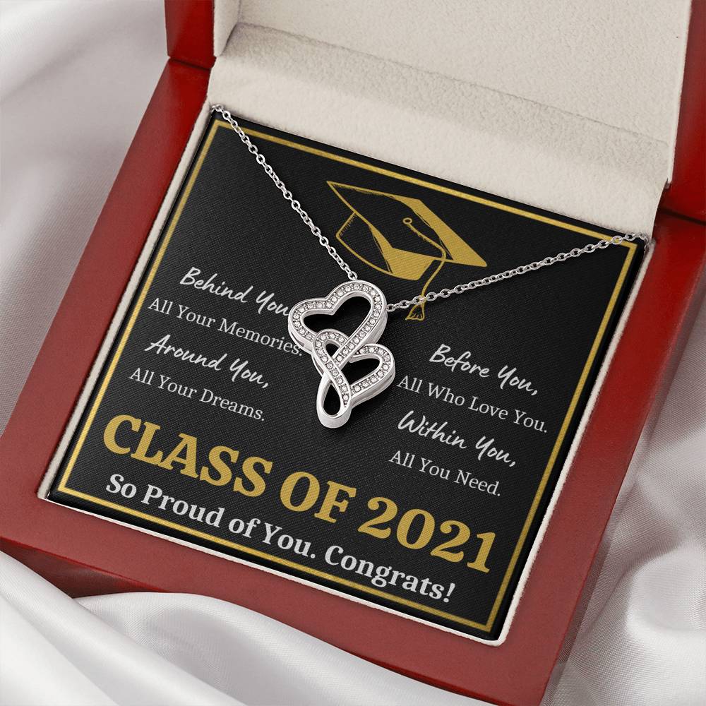 GRADUATION ALL YOU NEED GOLD DOUBLE HEARTS NECKLACE GIFT SET - ON CLOUD NINE GIFTS